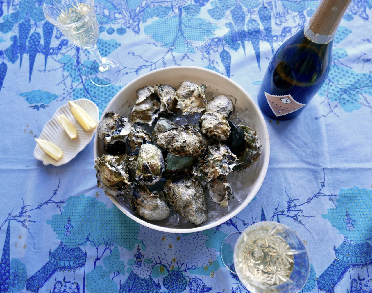 oysters-lemon-wiinblad-duk-sitron-champagne-green-house